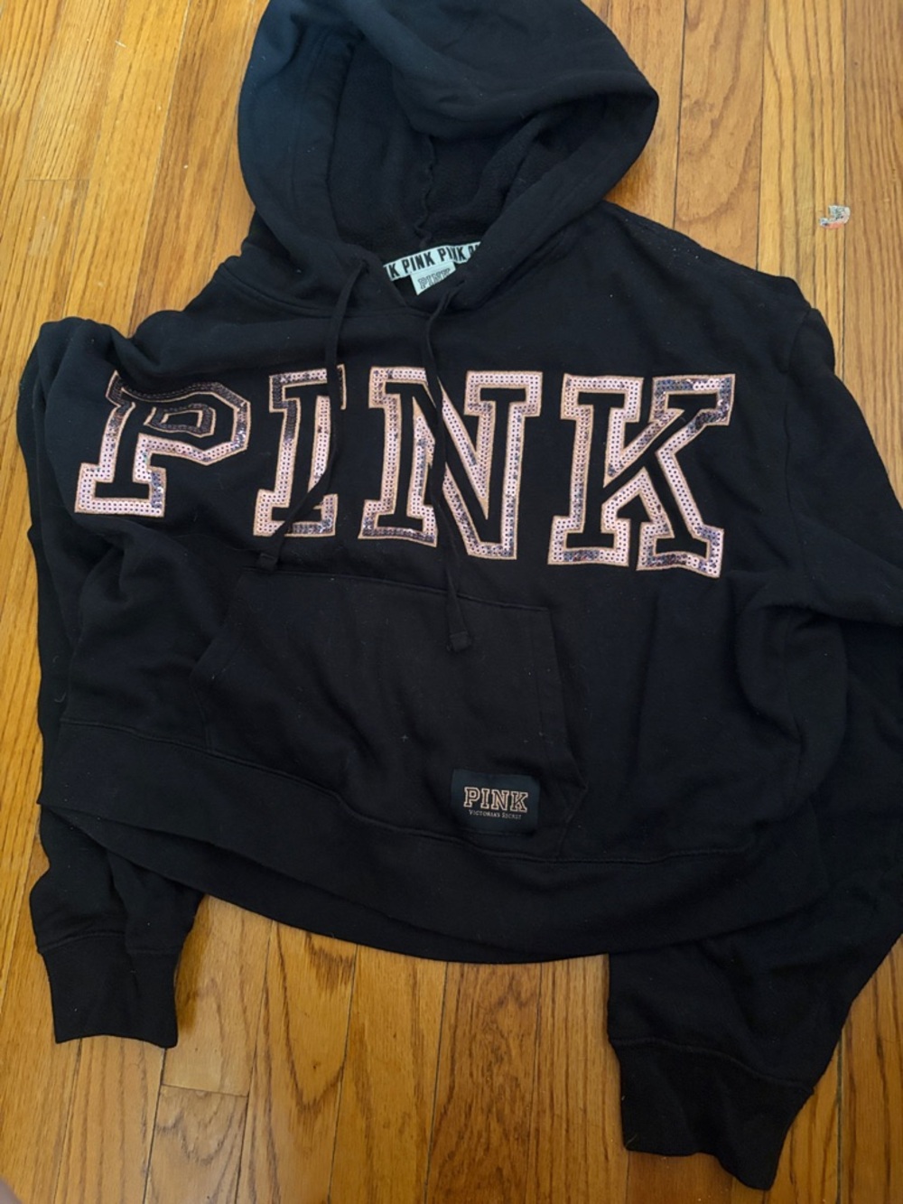 PINK Victoria's Secret Black Hoodie with Pink Logo